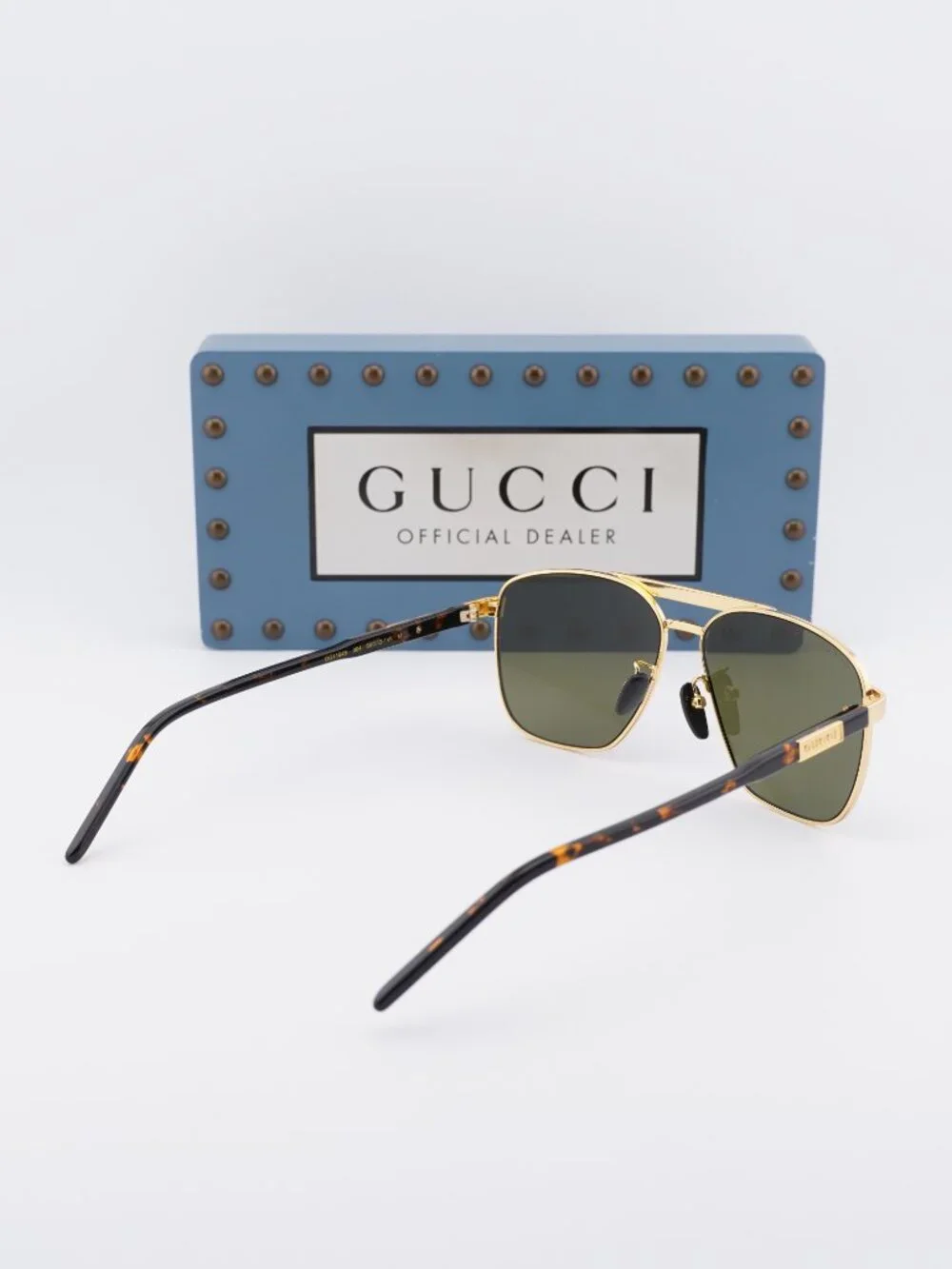 Gucci GG1164S 004 Aviator Sunglasses - Gold/ Green